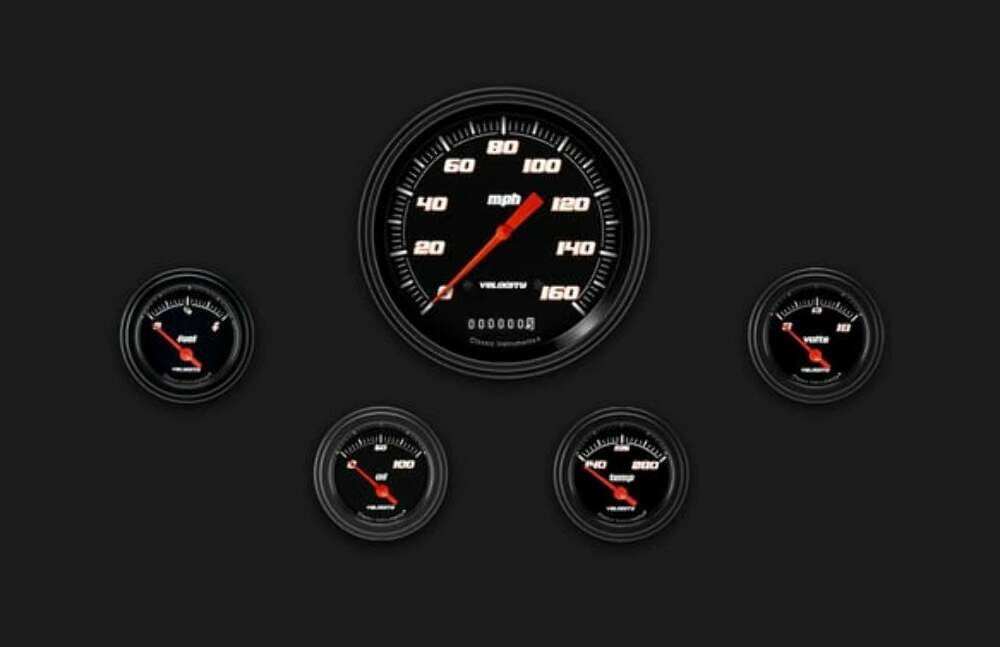 t Velocity Black Five Gauge Set 54 VS54BBLF Classic Instruments