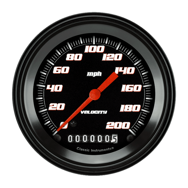 Velocity Black 3 3/8" Speedometer VS57BBLF