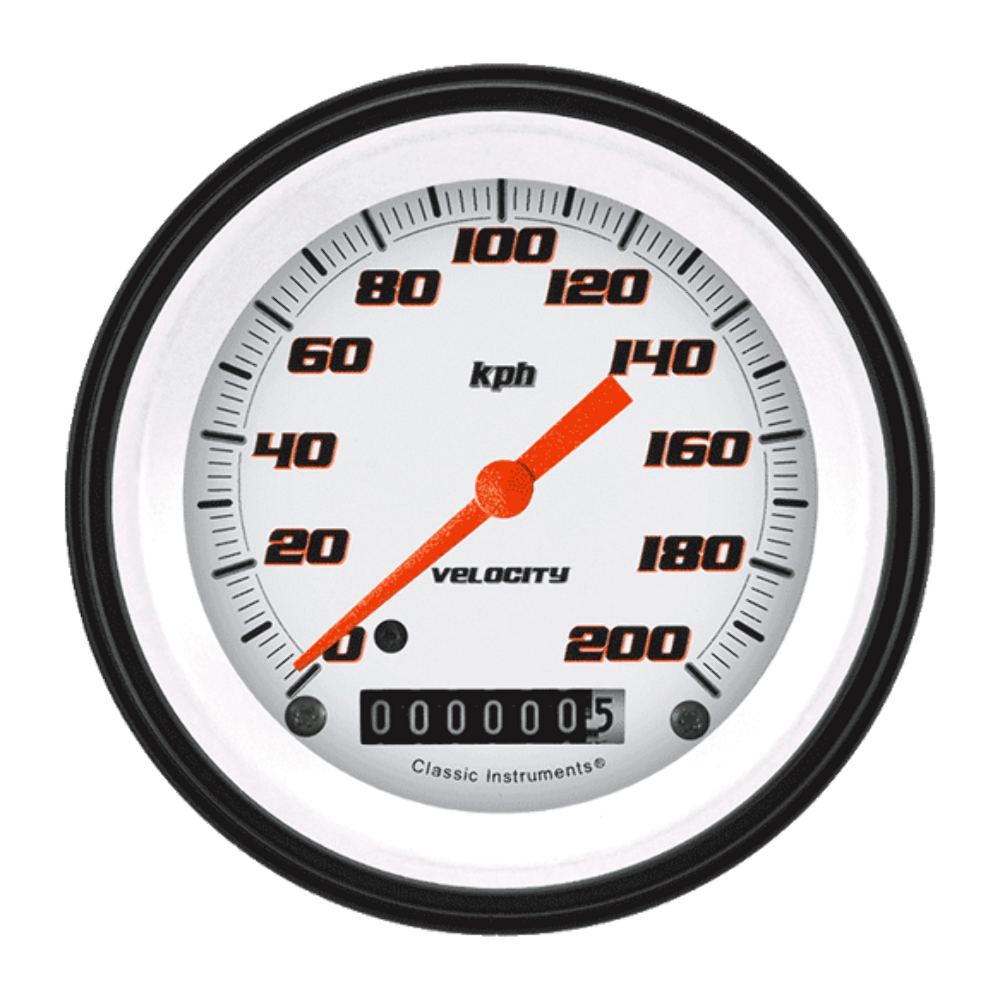 t Velocity White 3 3/8" Speedometer VS59WBLF Classic Instruments