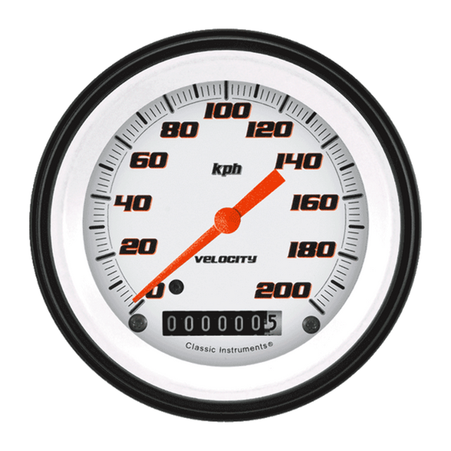 t Velocity White 3 3/8" Speedometer VS59WBLF Classic Instruments