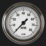 Classic Instruments White Hot 2 1/8" Tachometer WH183SLF