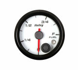Holley White Face 2-1/16" Fuel Level Gauge- logo 26-614W black aluminum