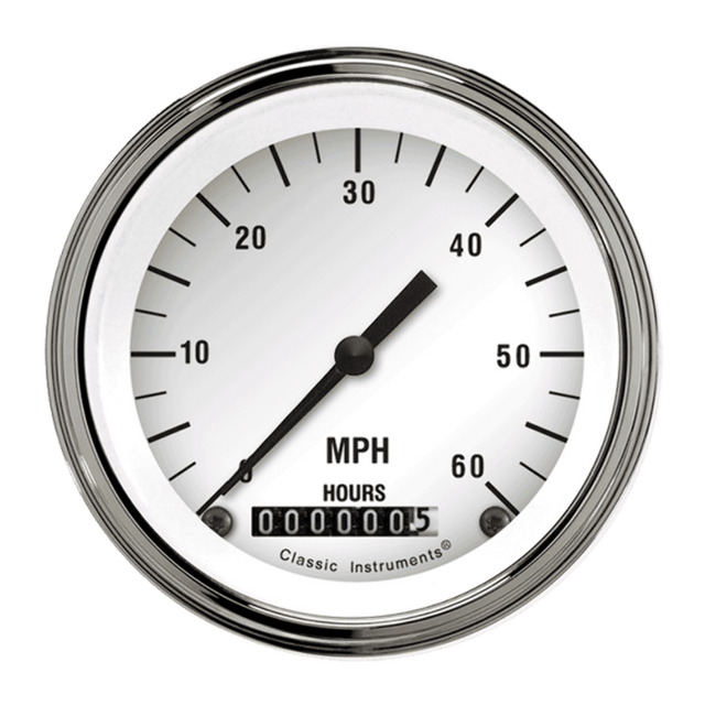 t White Hot 3 3/8" Low Speed Speedometer LSWH Classic Instruments