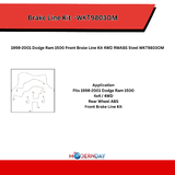 1998-2001 Dodge Ram 1500 Front Brake Line Kit 4WD RWABS Steel WKT9803OM