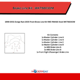 1998-2001 Dodge Ram 1500 Front Brake Line Kit 4WD RWABS Steel WKT9803OM
