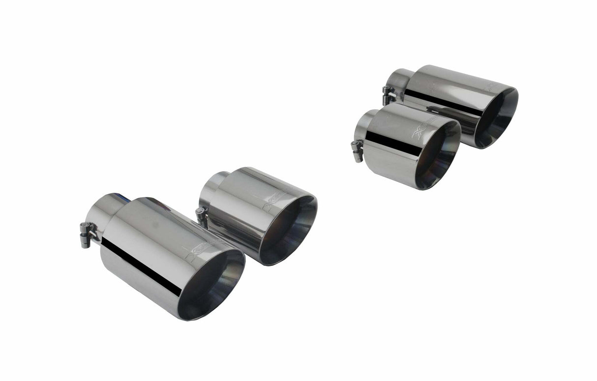 XFORCE ES-VW09-BLACKTIPS SS Round Angle Cut Clamp-On Quad Black Exhaust Tips