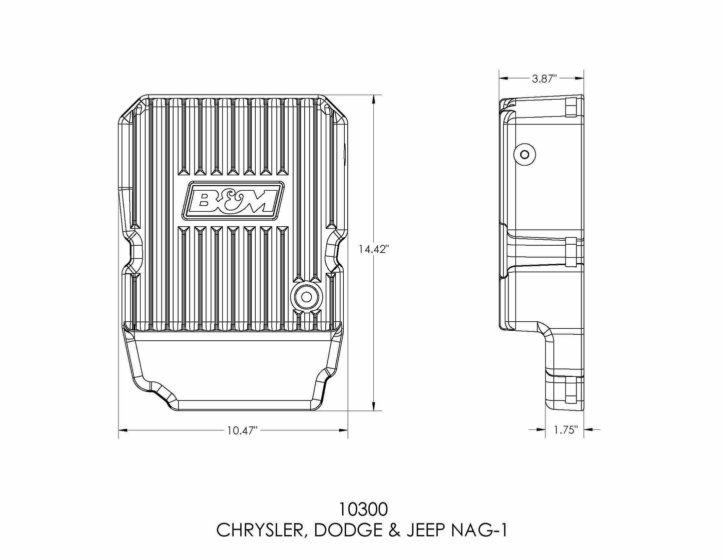 B&M Hi-Tek Deep Trans Pan for Chrysler, Dodge & Jeep NAG-1 Transmissions - 10300