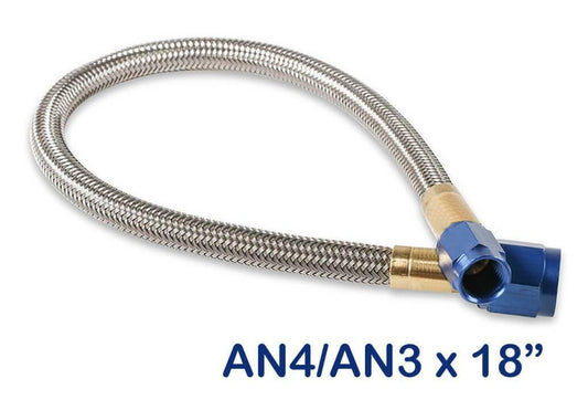 NOS Stainless Steel Braided Hose -4AN to -3AN 18 Blue - 15345NOS