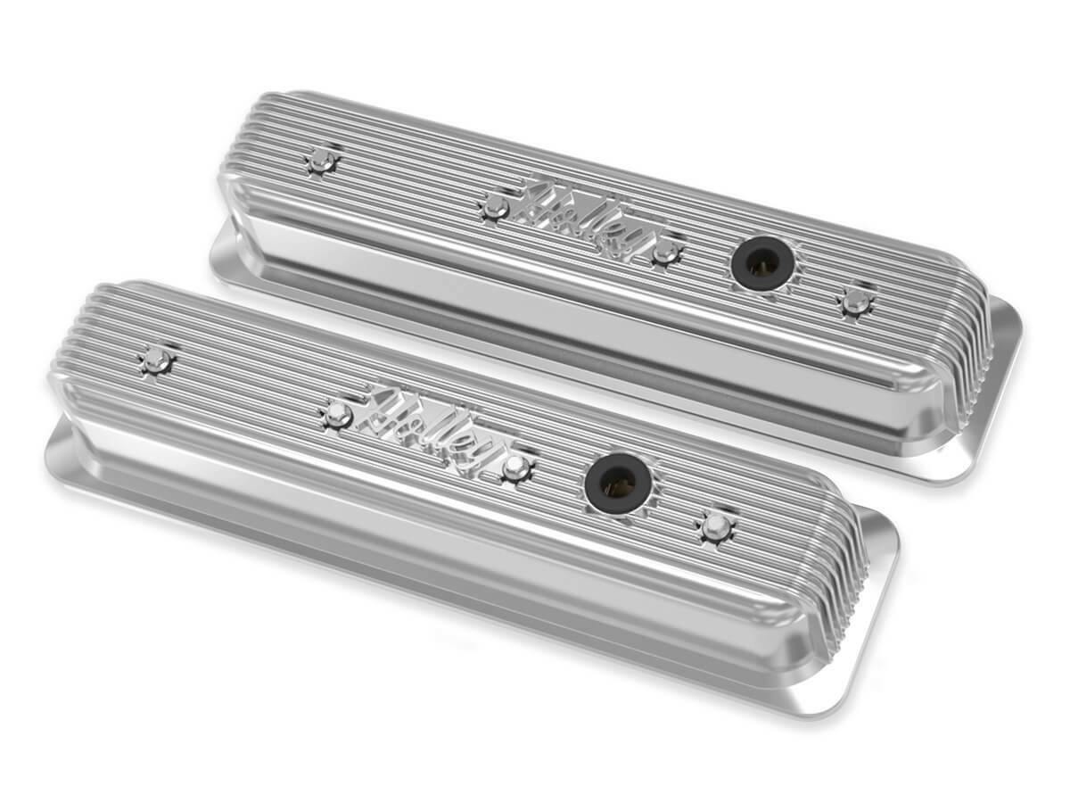 Holley Finned Valve Covers for Small Block Chevy Engines - Polished - 241-248