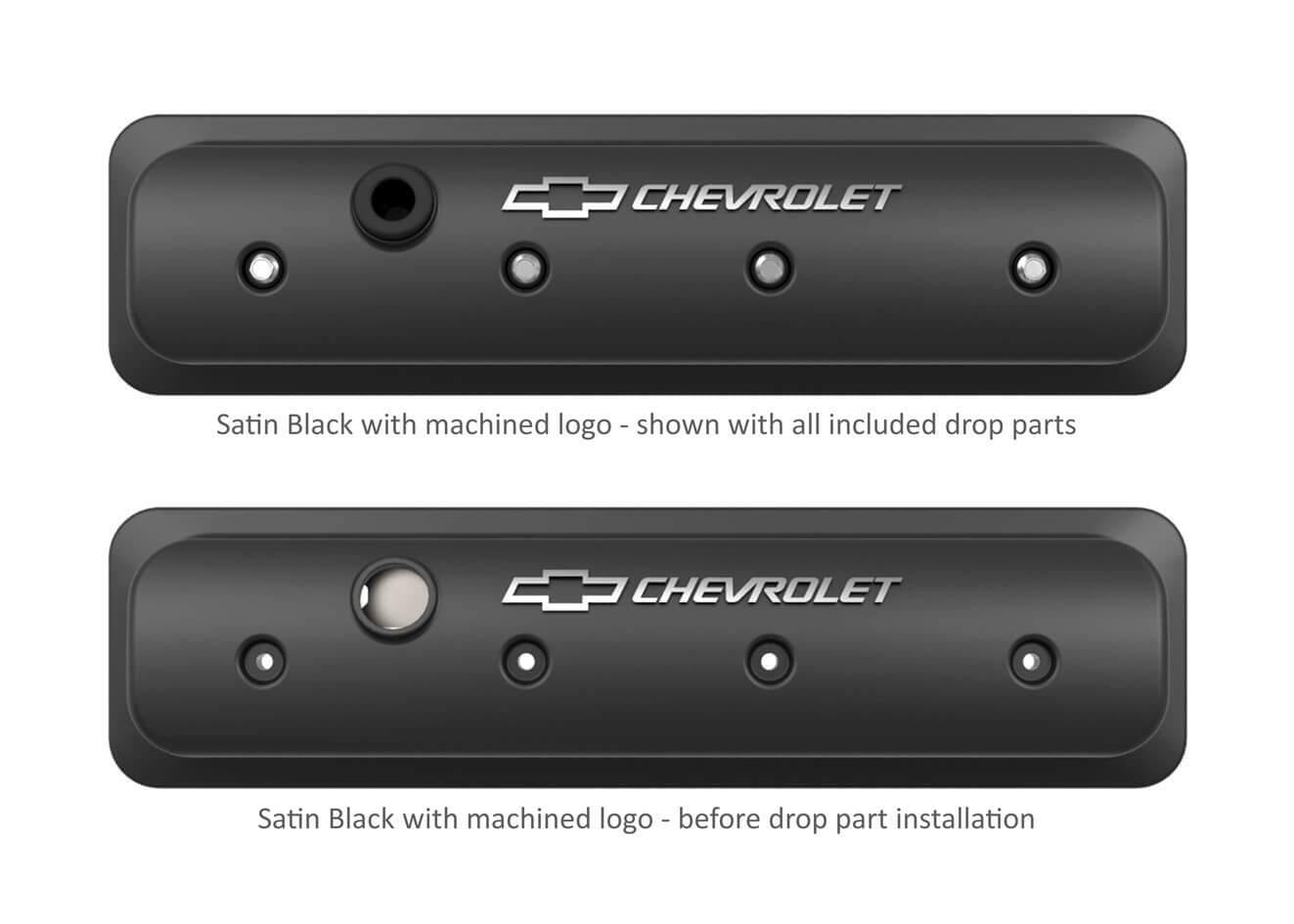 GM Muscle Series Center Bolt Valve Covers Satin Black Machined Finish - 241-292