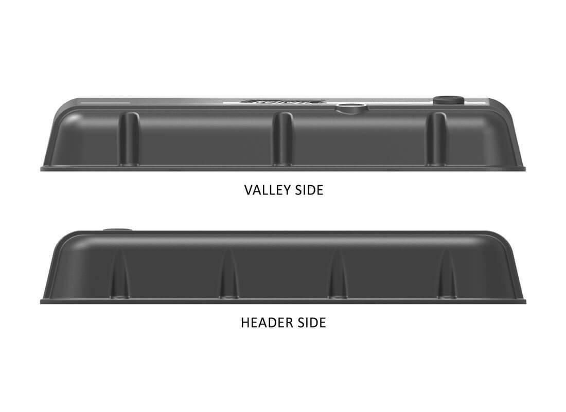 BBC Vintage Series Finned Valve Covers - Satin Black Machined Finish - 241-302