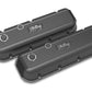 BBC Vintage Series Finned Valve Covers - Satin Black Machined Finish - 241-302