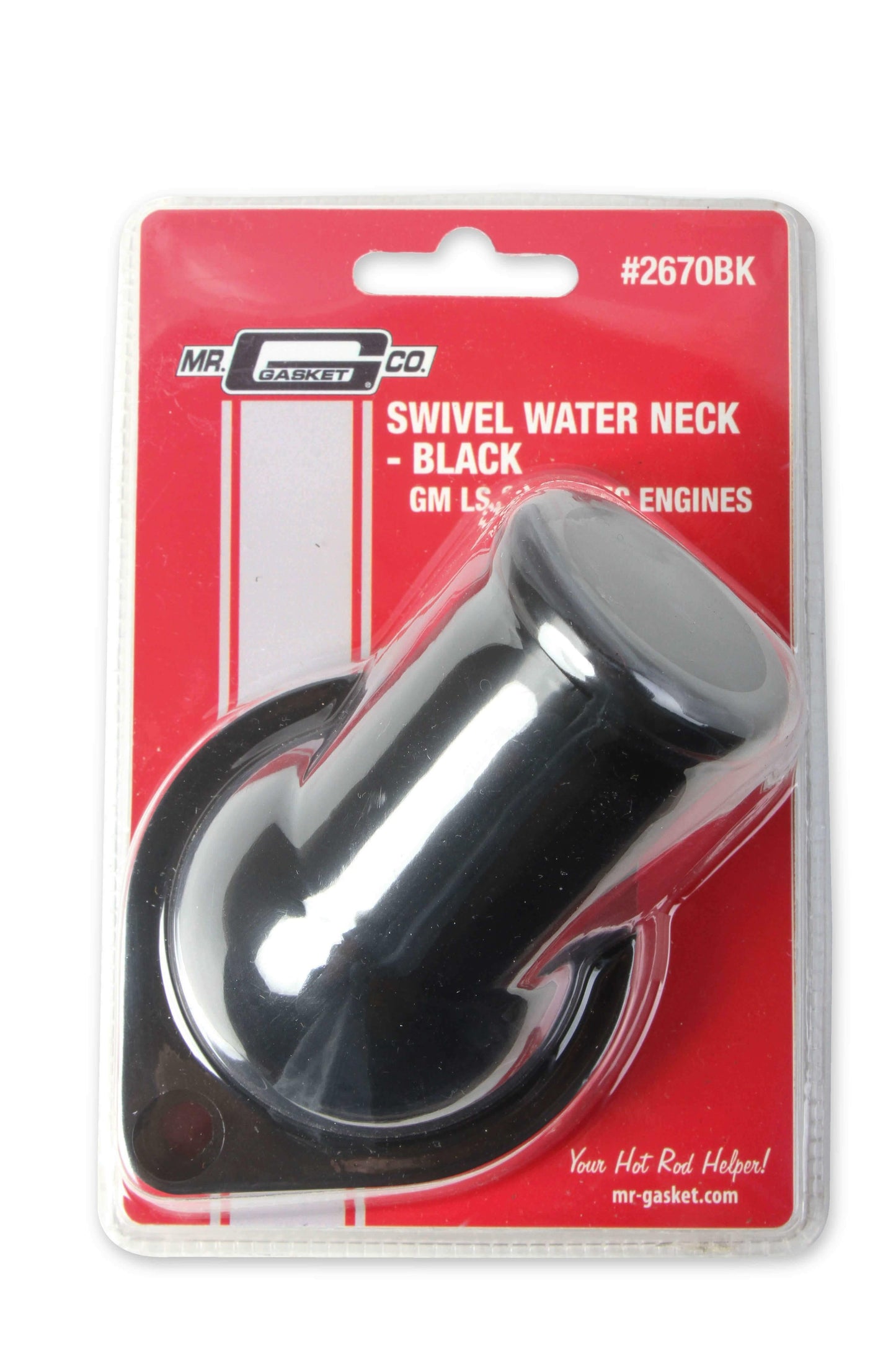 Mr. Gasket GM LS Water Neck - Swivel - 30 Degree Angle - Black - 2670BK