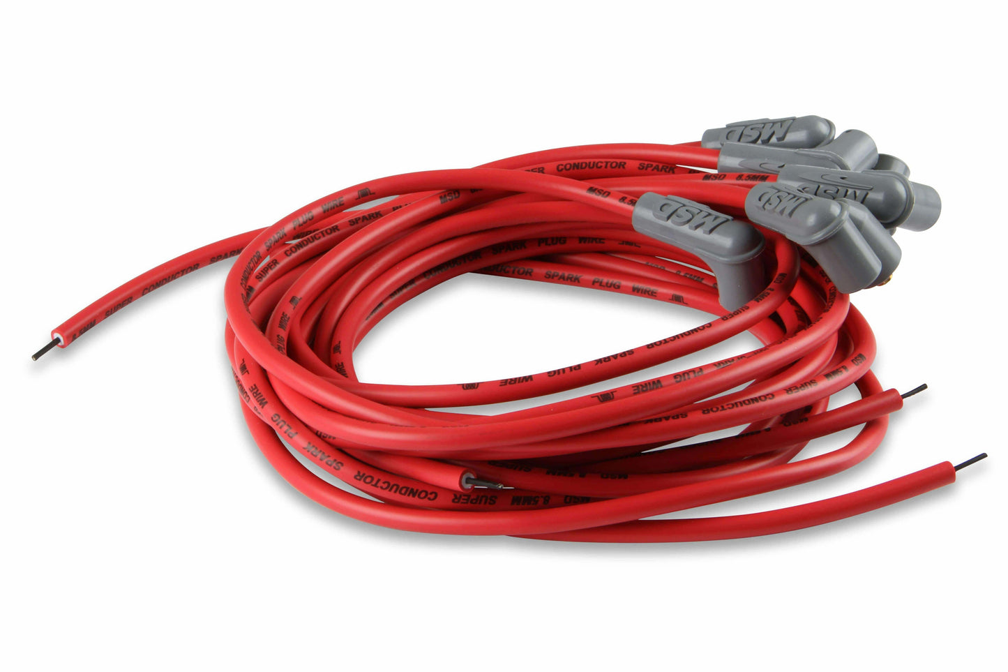 MSD 31239 Spark Plug Wires Spiral Core 8.5mm Red 90 Deg Boots Universal V8 Set