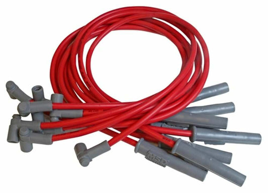 MSD 32749 - Super Conductor Spark Plug Wire Set, 318-360 HEI, for MSD Distributor - Red jacket