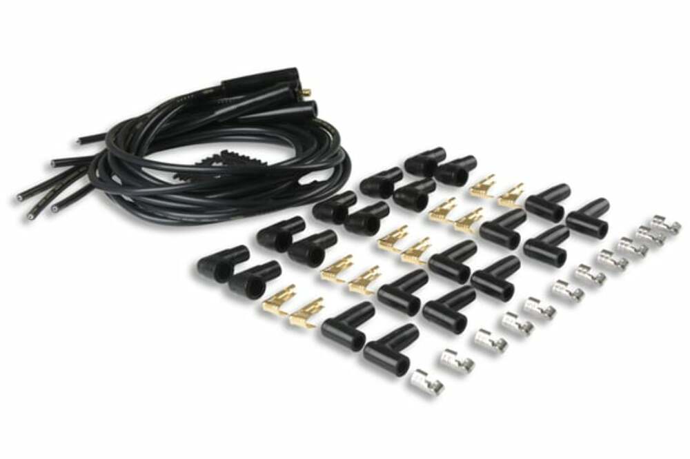 Spark Plug Wire Set- 8mm - Black Wire with Black Straight Boots - 4040K
