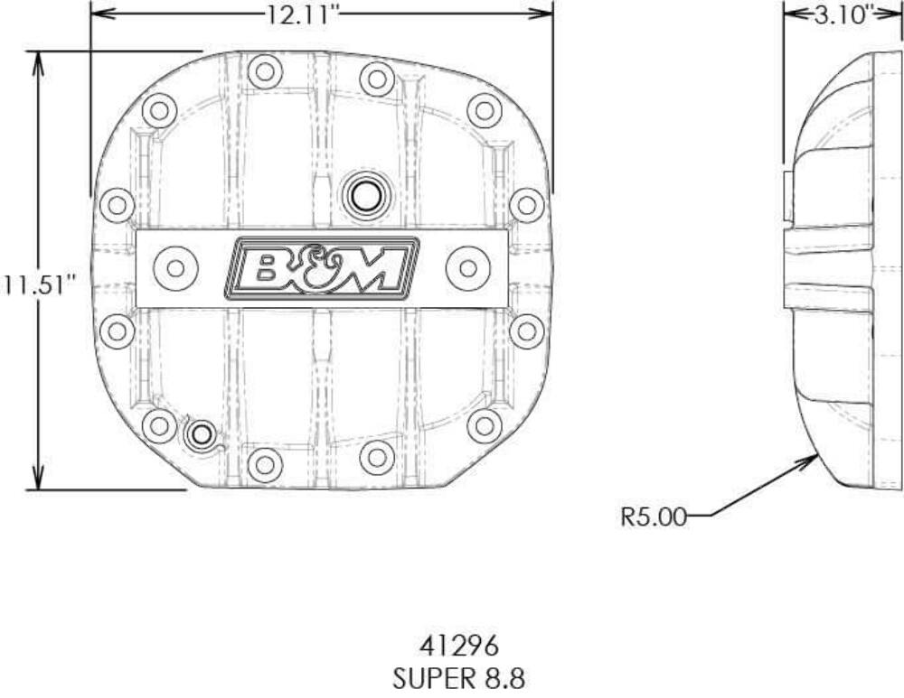 B&M Hi-Tek Aluminum Differential Cover for Ford Super 8.8 - Black - 41296