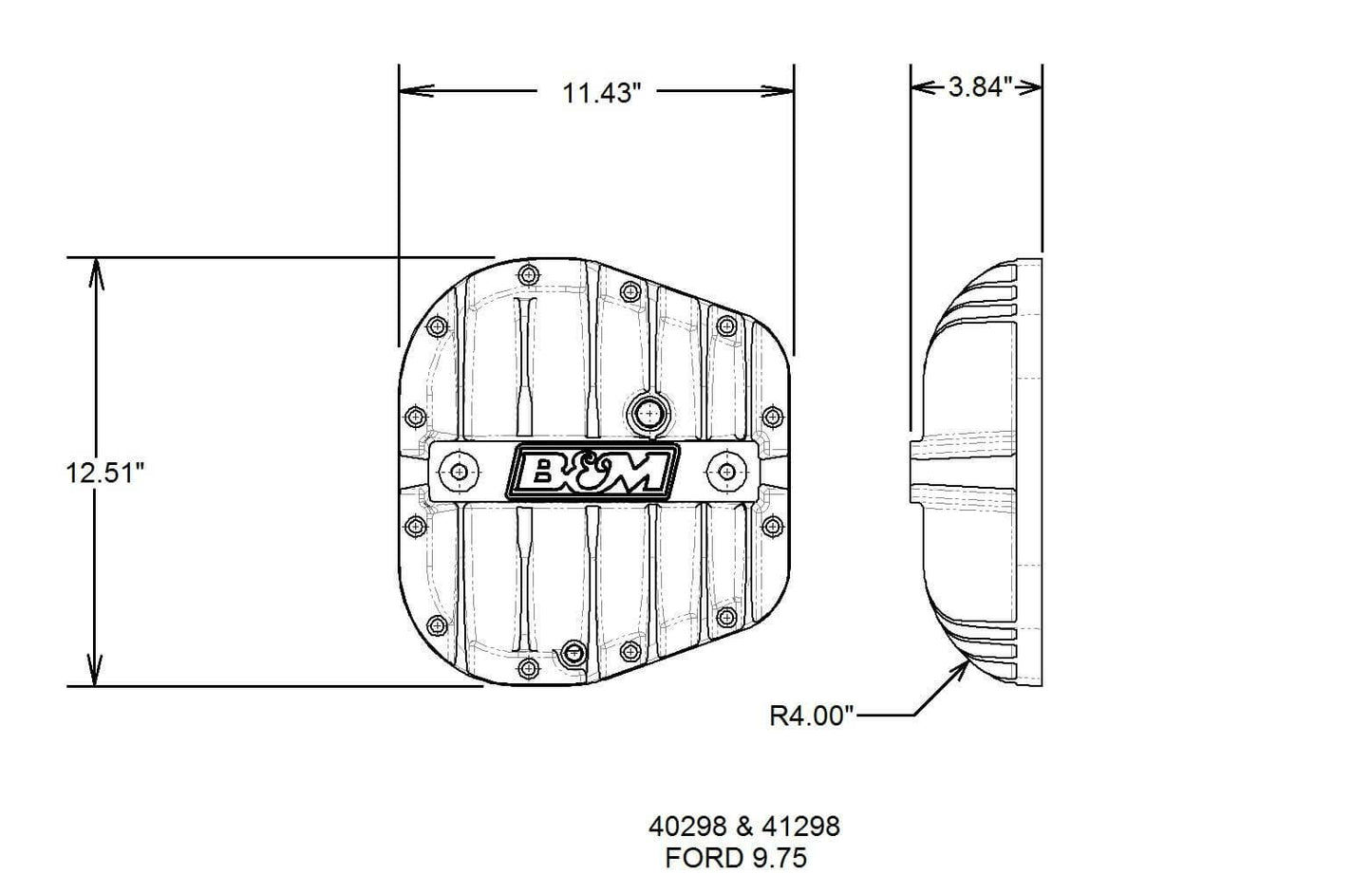 B&M Hi-Tek Aluminum Differential Cover for Ford 9.75-inch - Black - 41298