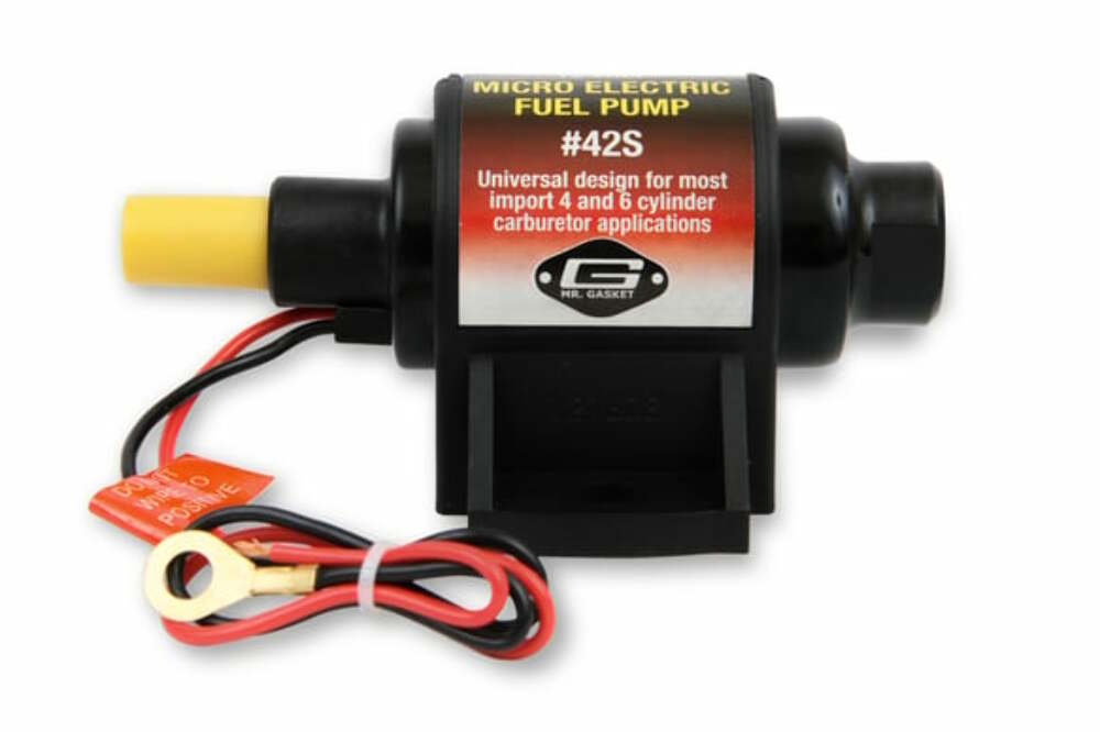 Mr Gasket Electric Fuel Pump 42S; Micro Electric 28 GPH Black Polymer Gasoline
