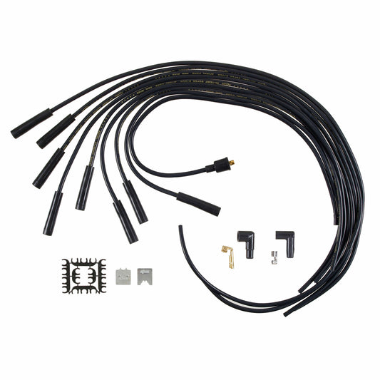 Spark Plug Wire Set - 8mm - Universal-Black Wire with Black Straight Boots-5040K