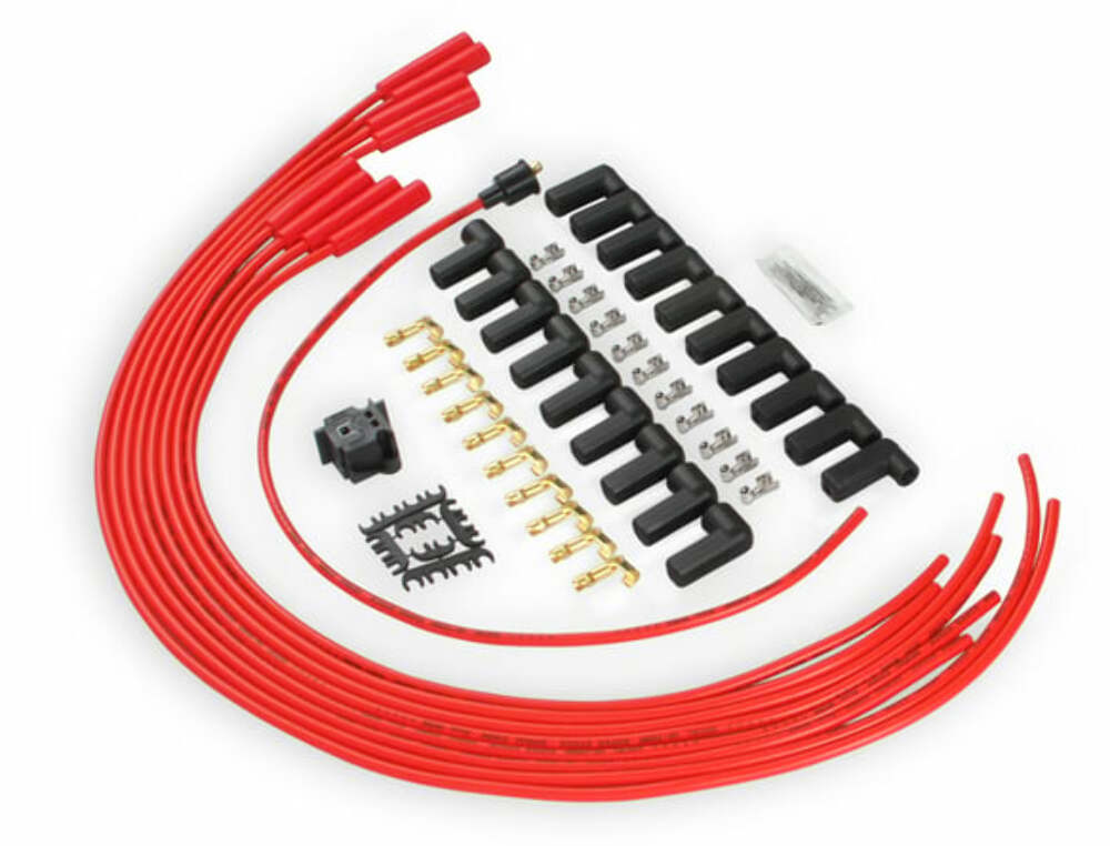 Spark Plug Wire Set - 8mm - Universal - Red Wire with Red Straight Boots - 5040R