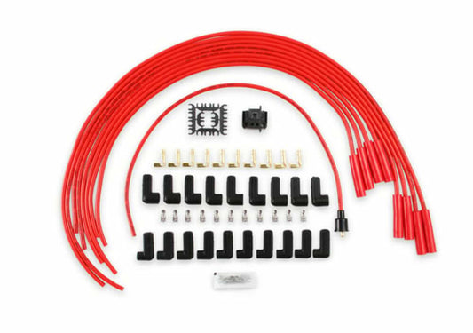 Spark Plug Wire Set - 8mm - Universal - Red Wire with Red Straight Boots - 5040R