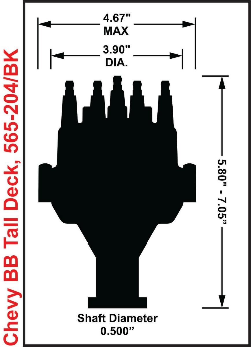 Holley EFI Dual Sync BBC Tall Deck Distributor, Black - 565-204BK