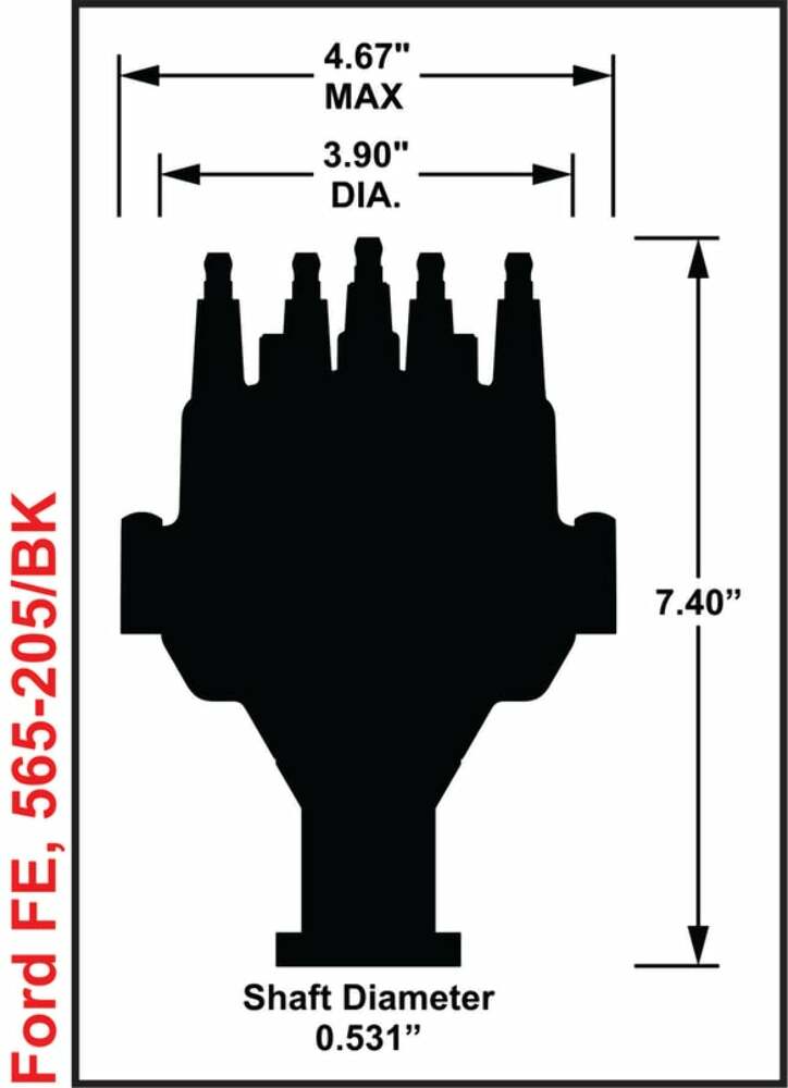 Holley EFI Dual Sync Ford FE Distributor, Black - 565-205BK