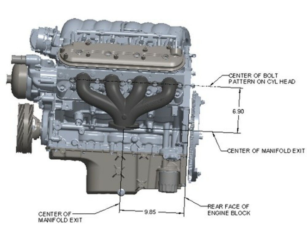 LS Swap Exhaust Manifolds -Center Dump-Natural Cast-Multi-Fit-2.50-8504HKR