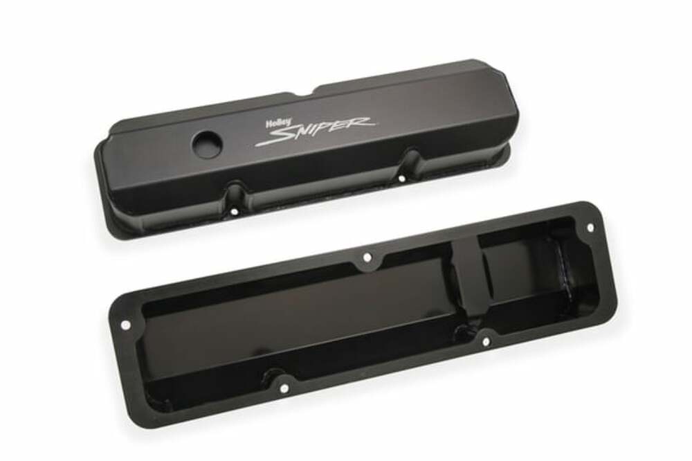 Sniper Fabricated Aluminum Valve Cover - Ford FE - Black Finish - 890001B