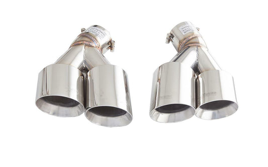 XFORCE Exhaust ES-CC16-QT- SS Round Angle Cut Weld-On Quad Polished Exhaust Tips