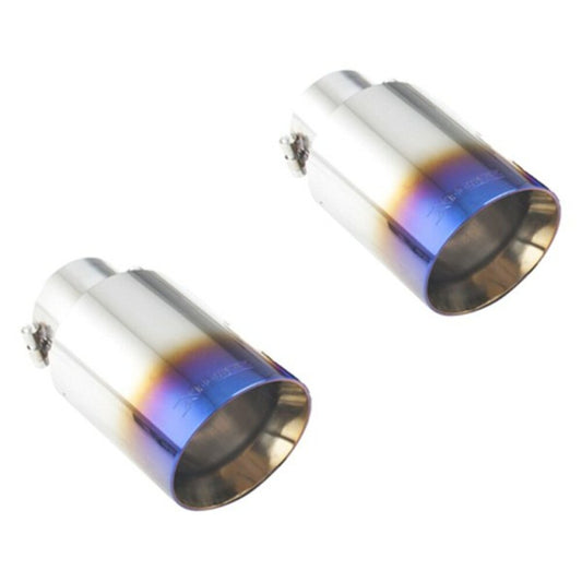 XFORCE ES-FST16-BLUETIP - SS Round Angle Cut Clamp-On Dual Blue Exhaust Tips