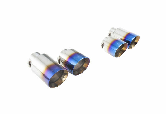 XFORCE ES-VW09-BLUETIPS - SS Round Angle Cut Clamp-On Quad Blue Exhaust Tips