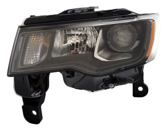 Crown Left Headlight Assembly for 2016+ Jeep WK Grand Cherokee w/ Halogen Bulbs - 68266647AD