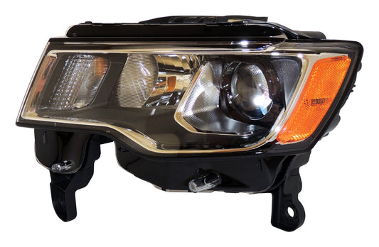 Crown Left Headlight Assembly for 2017+ Jeep WK Grand Cherokee w/ Halogen Bulbs - 68289235AD