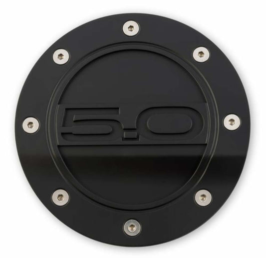 Fuel Door Black 5.0 Logo fits FordMustang 15-21 Drake MuscleCars FR3Z-6640526-5A