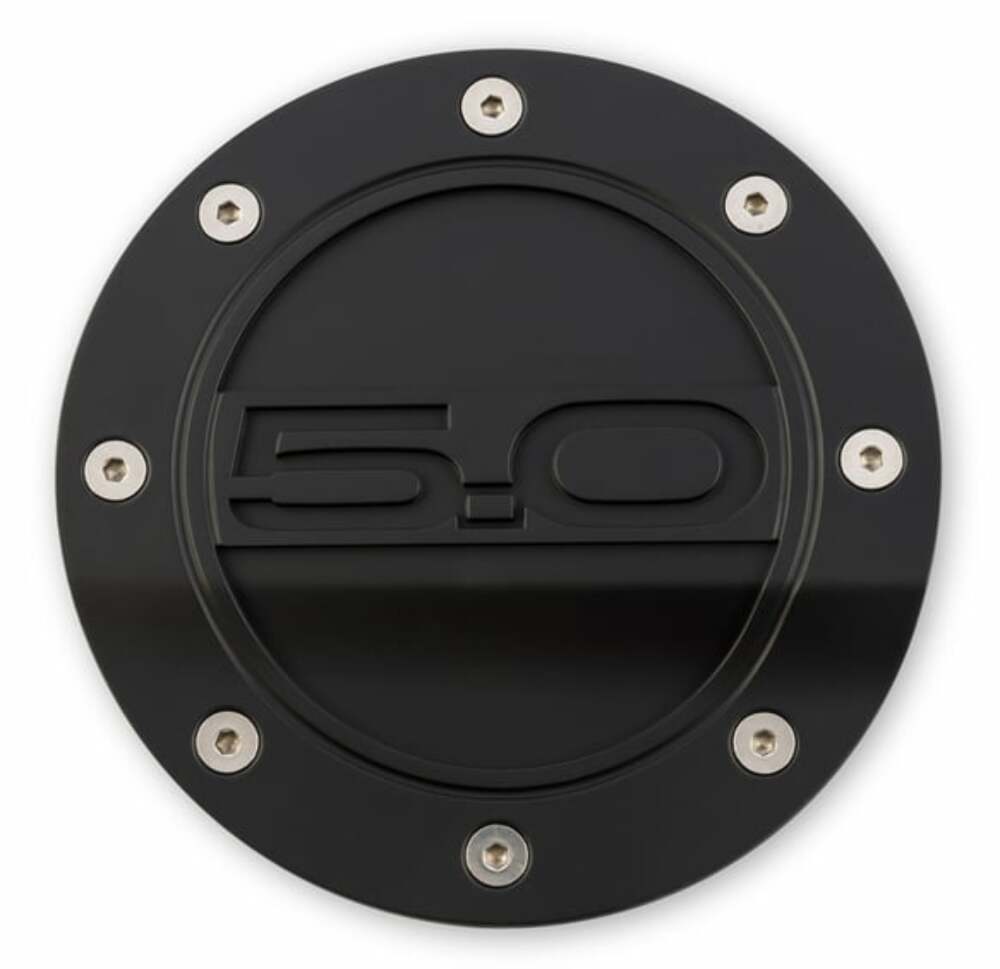 Fuel Door Black 5.0 Logo fits FordMustang 15-21 Drake MuscleCars FR3Z-6640526-5A