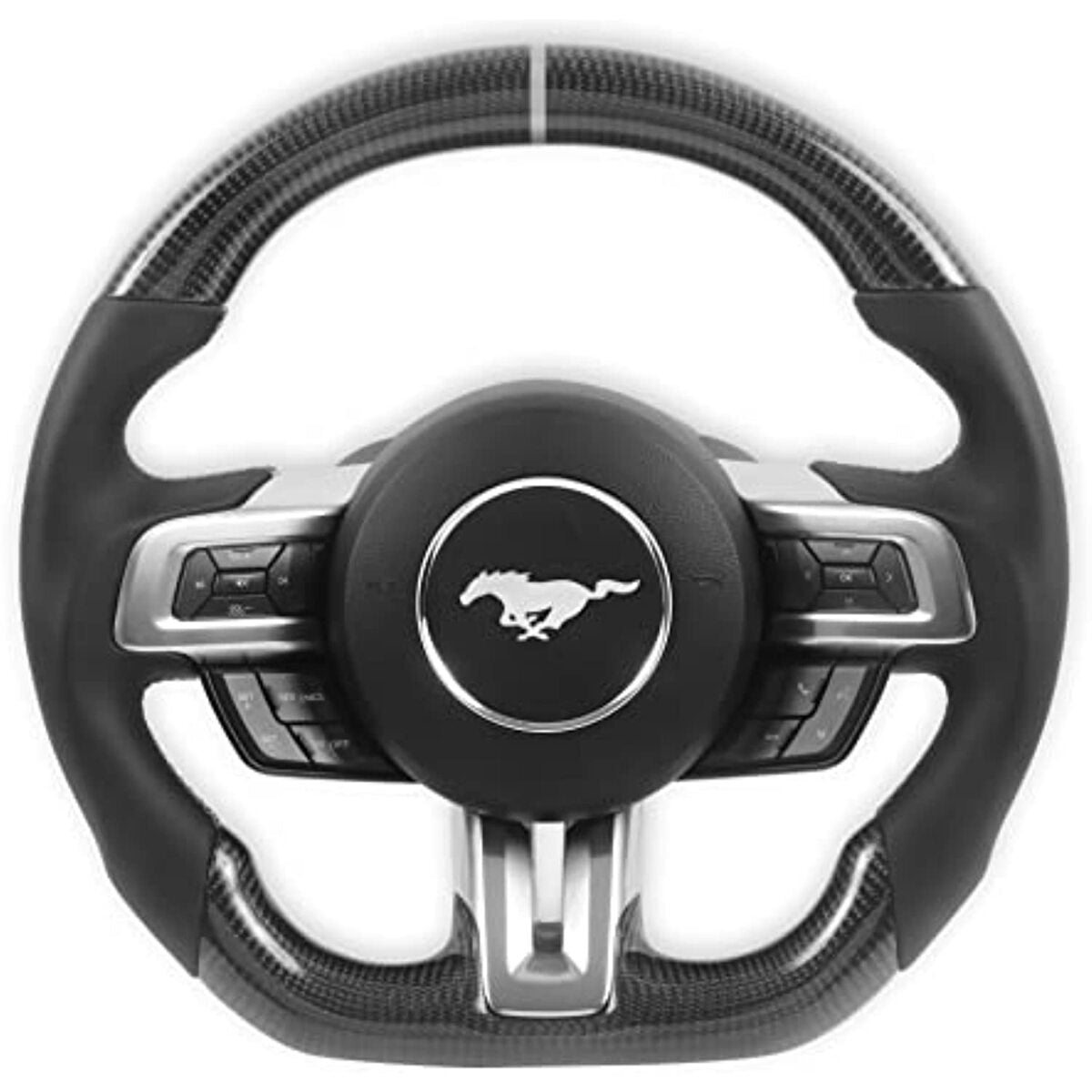 Fits 2018-2022 Ford Mustang Steering Wheel-Carbon Fiber W/Leather Grips-RK950-09